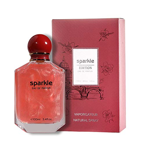 Lonkoom Sparkle - Red - Fragrance for Women - Woody and Floral Scent - Perfume Notes of Pink Pepper, Rose, Peony, Musk, Amber, Patchouli, VIolet - Long Wearing Aromatic Projection - 3.4 oz EDP Spray