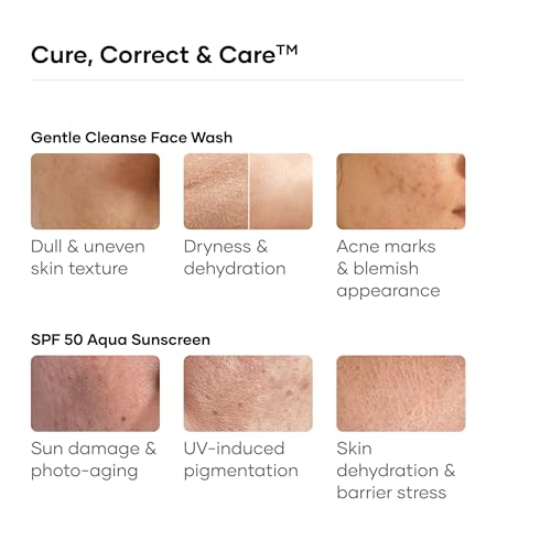 Image of Cureskin Daily Cleanse & Protect Duo | pH-Balanced Lactic Acid Brightening Face Wash 100 ml + SPF 50 PA+++ Aqua Sunscreen 50 g | Hydration, Barrier Repair & UV Protection Combo