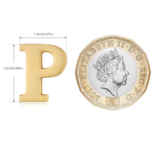 Image of HONEY BEAR Mens Womens Initial Alphabet Letter Lapel Pins Collar Badge Brooches for Business Wedding Graduation Gift Matte Gold 0.59 inches