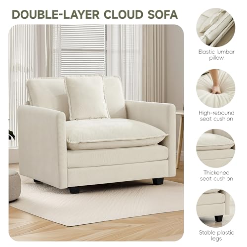 Sillón Plegable Chenille Beige miniatura 4