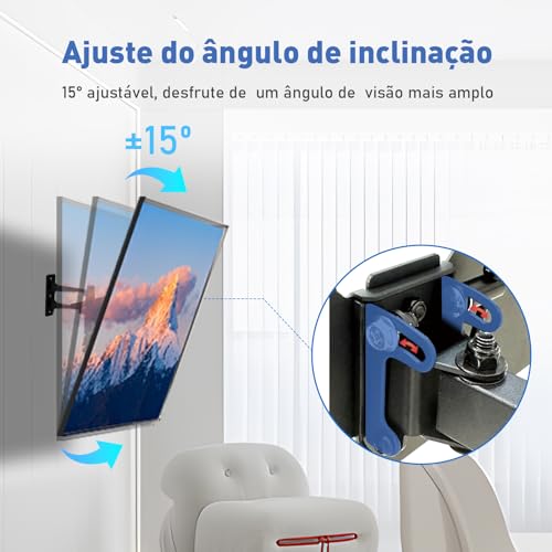 Suporte Articulado de Parede para TV, Ajuste Livre, Adequado para TVs de 32 a 70 Polegadas, Suporta