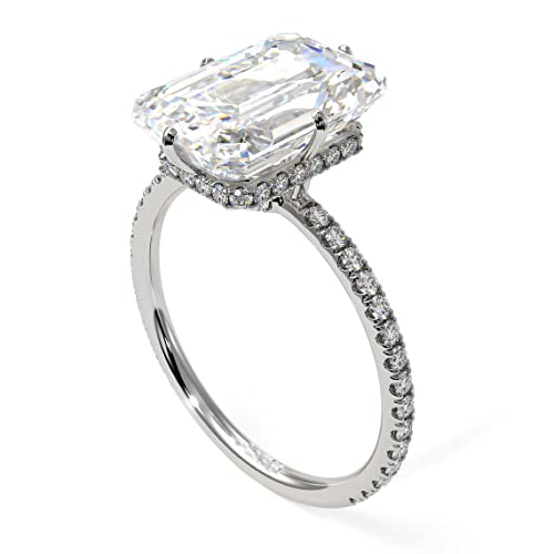 Anillo de compromiso de plata 925 con sofisticado corte esmeralda personalizable