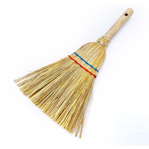 Strohbesen mit Holzstiel zum Aufhängen Handfeger Kehrbesen Hexenbesen Zimmerbesen Besen Feger L39xB14cm