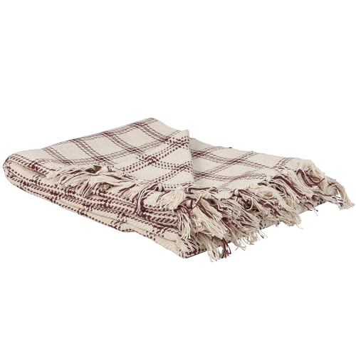 Couverture à carreaux bordeaux Primitives by Kathy plaid grand format coton doux