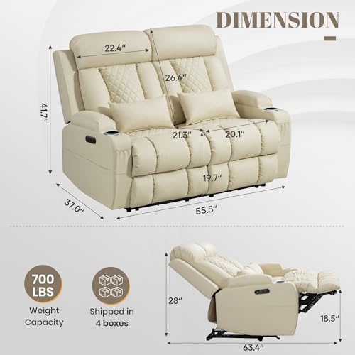Image of Zero Wall Hugger Power Reclining Sofa Set with Adjustable Headrest, Electric Reclining Couch with Drop-Down Table,Outlets, Power Loveseat Recliner Sofa for Living Room