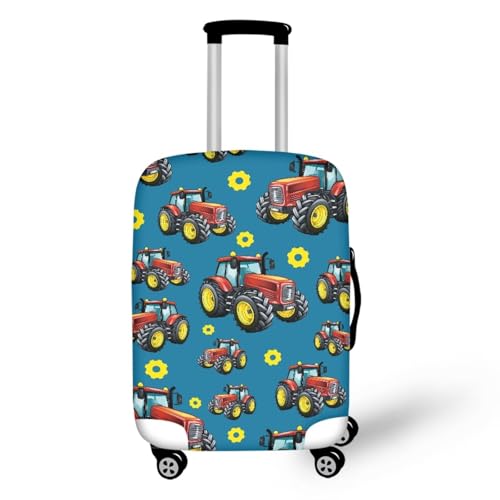 Image of Coloranimal Vintage Tractor Luggage Covers for Adult and Kids Boys Excavator Travel Luggage Covers Fashion Lightweight Suitcase Protector for 22-24 Inch Lunggage,Blue