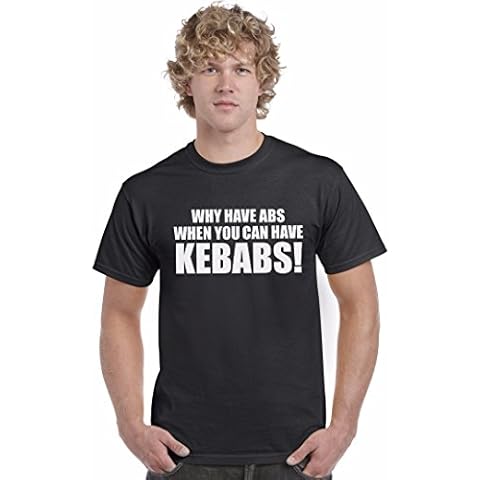 Mellor Design Why Have Abs When You Can Have Kebabs Unisex T-Shirt Funny Joke Hilarious Black Cover