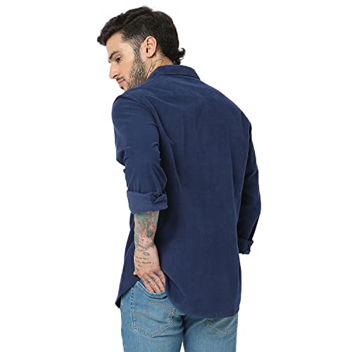 Image of Spykar Men's Slim Fit Raised Collar Full Sleeve Solid Casual Shirts