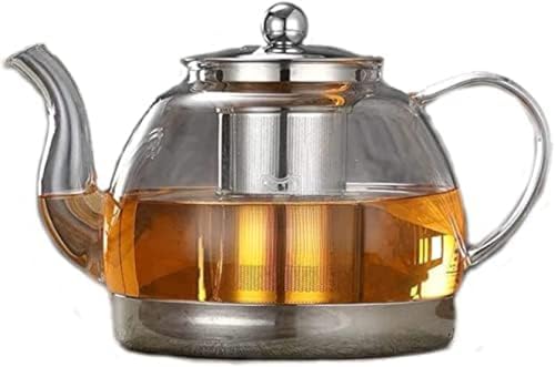 Zxyler 耐熱ガラスポットティーセット|IH 対応・1.0L 大容量|高ホウケイ酸ガラス・304 ステンレス 茶漉し付き 急冷急加熱耐性