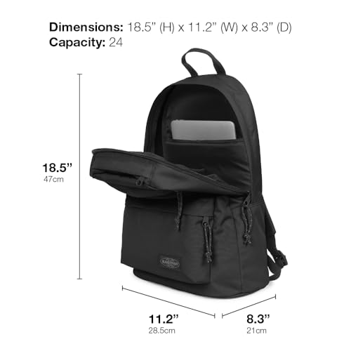 Image of EASTPAK Padded Double - 24L Squared Backpack with Dual Front Pockets, 13 inch Laptop Sleeve, Bottle Holder & Padded Straps, Refleks Space Black