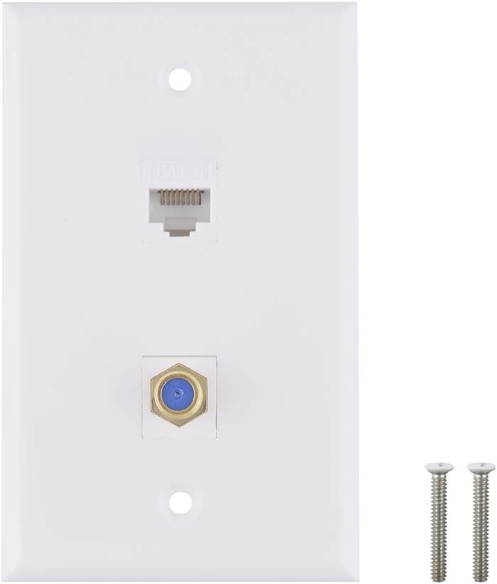 Coax Wall Plate Cat6 F Type Wall Plate, 1 Port