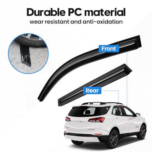 Image of Equinox Rain Guard - Window Visors for Chevrolet Equinox 2018-2024, Out-Channel Side Window Rain Guards for Equinox, 4PCS, Black, Car Accessories