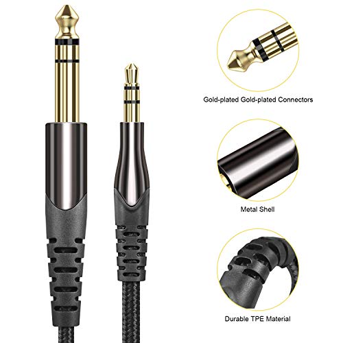 Cable de audio estéreo 6.35mm a 3.5mm de 6 ft negro miniatura 3