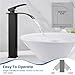 Airuida Vessel Sink Faucet Matte Black, Tall Waterfall Bathroom Faucet, Single Handle One Hole Mixer Bowl Tap with Large Rectangular Spout, Bar Sink Faucet Lavatory Vanity