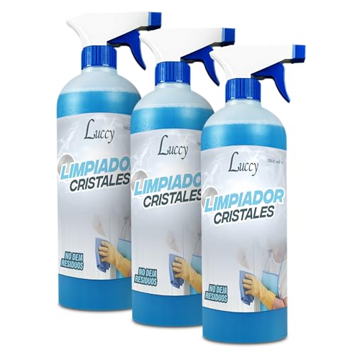 LUCCY Limpia Cristales 3 Litros | Fórmula Mejorada | Limpiacristales Abrillantador Concentrado Secado Rápido Limpieza Sin Residuos