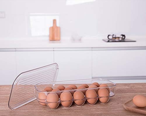 SANNO Fridge Egg Holder Stackable Egg Storage Box Coverd Egg Tray Egg Organizer Container Bins With Lid For Refrigerator Kitchen Cabinet Portable Egg Case 1 PC (Transparent)