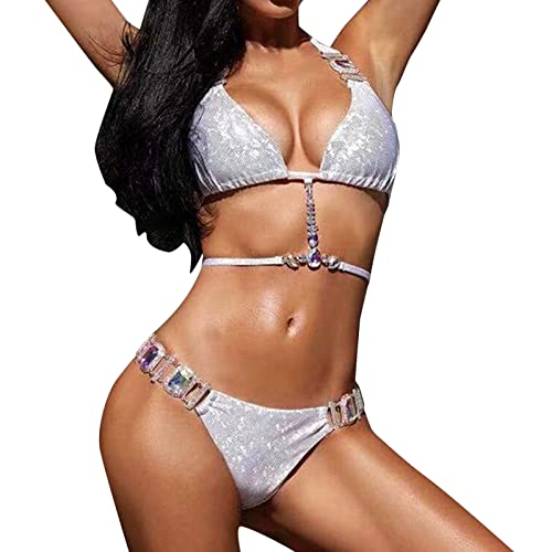 Ensemble bandeau tankini blanc taille L extensible pour femme active de natation - 3