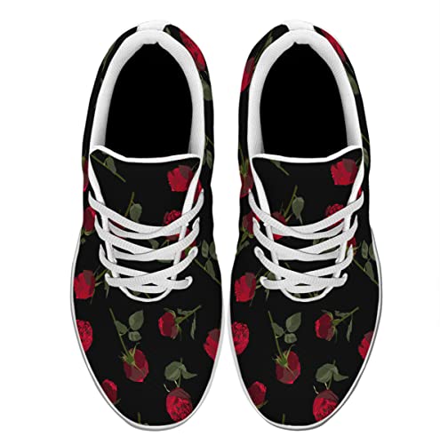Sonzj-II Red Rose Shoes for Women Vintage Roses Running Shoes Flower Floral Print Lightweight Walking Tennis Sneakers Gift for Her2