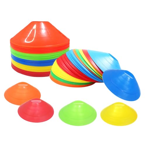 YJSDDNTY 25pcs Fussball Hütchen,Markierungshütchen,Fußball zubehör für Fussball Training Agilität Geschenk Jungen Kinder Spieler,Leichtathletik - Trainingszubehör & Fußballzubehör(5 Farben)