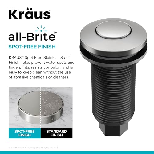 Image of KRAUS Garbage Disposal Air Switch Kit in Spot-Free Stainless Steel with Push Button, AC Adapter, Power Cord, and Air Tube Included, KWDA-100SFS (Pack of 6)