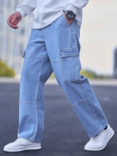 Image of TAGAS Men's Cargo Denim Pants - Baggy Utility Jeans with Multi Pockets, Relaxed Fit Jeans | Casual Workwear Pant