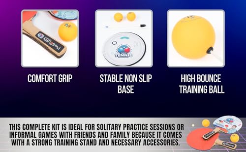 Image of Training Table Tennis Set for Kids & Adults | Elastic Soft Shaft Ping Pong Trainer with Stable Iron Base | Indoor & Outdoor Reflex Practice Game for Hand-Eye Coordination