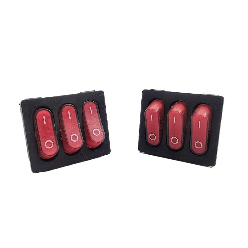 On-Off KCD3 9Pin Red 16A/250V AC Light Boat Car Rocker Switch KCD3 Triple Light Switch Button KCD3-303