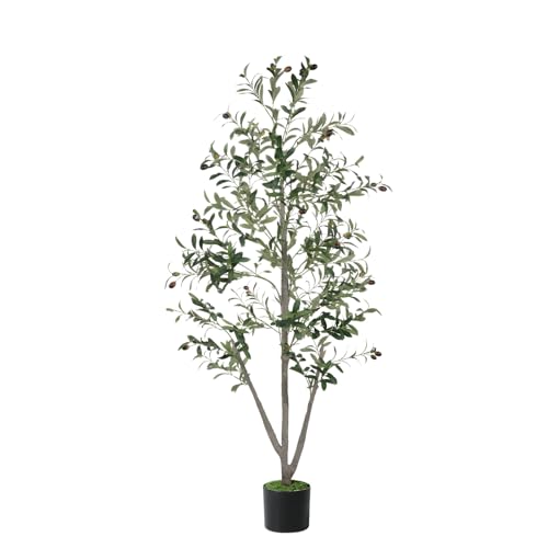 Olive Tree,5FT Faux Trees Indoor with Moss and...