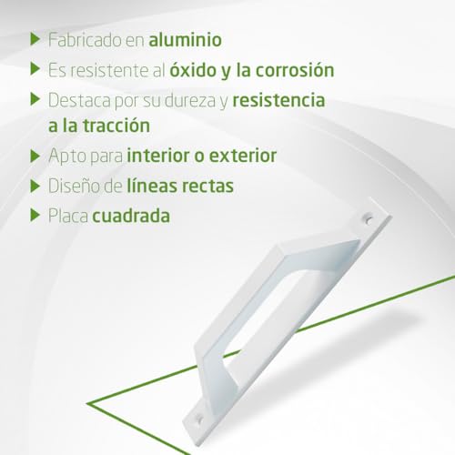 Miniatura 4 de Amig - Manillón De Líneas Rectas De Aluminio Color Blanco Para Puertas Correderas O Abatibles De Paso - 198 X 25 X 40 Mm - Tirador De Asa Funcional Y Cómodo