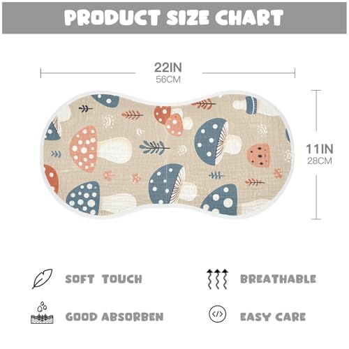 Muslin Burp Cloth for Baby 4PCS Cute Mushrooms with Dots Super Absorbent Burping Cloths, Bibs for Newborn Boys Girls4