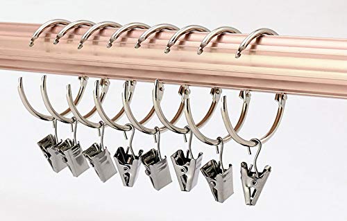 Anneaux Rideaux Avec Pinces - Lot De 30, Ø50 Mm, Acier Inoxydable & Fer - Fixation Sans Perçage - 10
