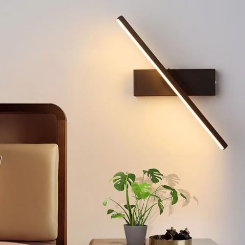 Iluminación de pared para sala de estar moderna con aplique LED largo de diseño negro