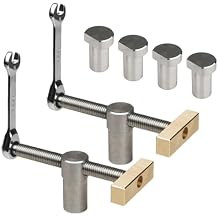 DDWT 2 Pack Bench Dog Clamp Dog Hole Clamp with 4 Pack Bench Dogs Woodworking 3/4 Inch Adjustable Workbench Stop Stainless Steel Brass 19mm