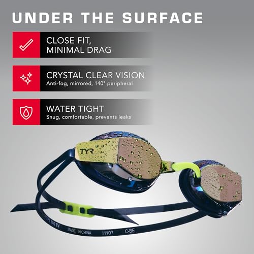 TYR Blackops 140 EV Racing Goggles – Mirrored Swim Goggles for Men & Women, Anti-Fog, UV Protection, Low Profile Competitive Swimming (Black/Smoke) by TYR - Image 3