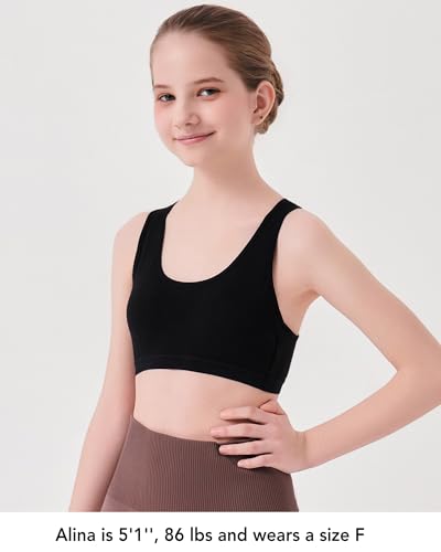 Cotton Training Bras for Girls 10-12 Sports Seamless Racerback Training Bralettes with Removable Padding - 4 Pack4