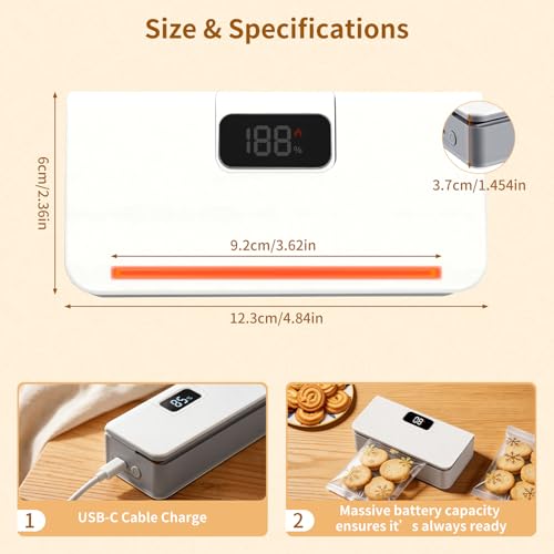 Image of Rechargeable Mini Bag Sealer,6 Adjustable Levels Portable Heat Sealer With Cutter & Magnetic For Food Storage,Sealing Machine For Chip Plastic & Mylar Bags,Kitchen Gadgets for Food Resealer& Freshness