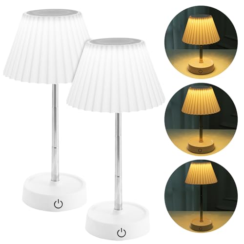 2 Piezas Lámparas De Mesa LED: Plegable Y Telescópica, Lámpara De Mesa Recargable Con Type-C, Ideal Para Dormitorio, Sala Y Restaurante (Blanco)