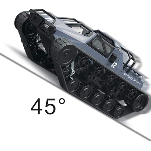 Image of RC Tank Car, 1:12 Remote Control Crawler 12KM /H High Speed Tank, 2.4Ghz RC Rock Crawler Off-Road 4WD 360Rotating Drifting Car with Rechargeable Battery,Military Truck Toy (RC Tank)