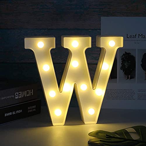 Image of Marquee W Alphabet Shaped LED Light Lamp for Decoration Decore Walls Hanging Birthday Party Wedding (W)