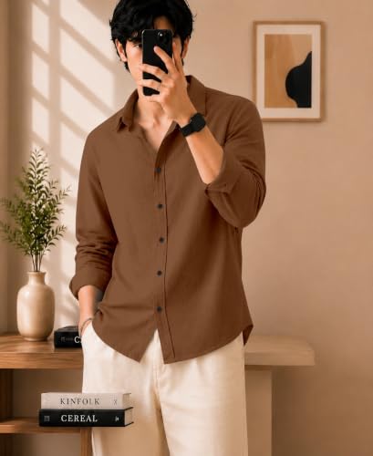 Trendy Threads Men's Full Sleeve Casual Shirt Khakhi M - Image 6