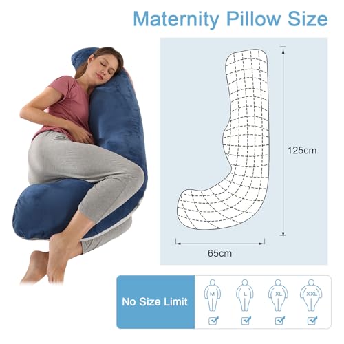 Pregnancy Pillow for Sleeping, J Shape Comfort Velvet Maternity & Body Pillow, Nursing, Support Full Body Pillow for Pregnant, Support Hips, Leg, Back for Pregnancy Pillow with Removable and Washable