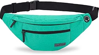 MAXTOP Large Bumbag Waist Fanny Pack for Men Women Unisex Bum Bag with Headphone Jack and 4-Zipper Pockets Adjustable Belt for Biking Running Jogging Traveling Outdoors Workout Cycling Fitness Hiking
