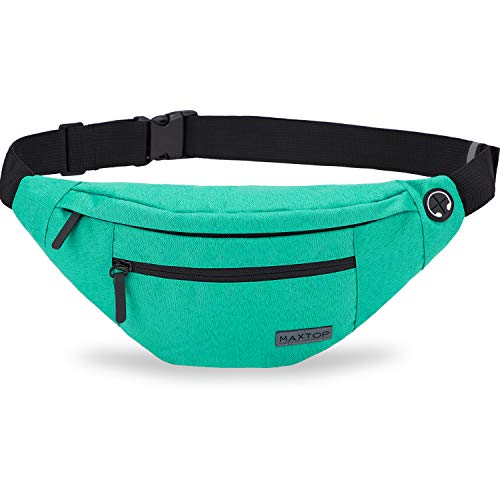 Image of MAXTOP Large Crossbody Fanny Pack Belt Bag with 4-Zipper Pockets Gifts for Enjoy Sports Festival Workout Traveling Running Casual Hands-Free Wallets Waist Pack Phone Bag Carrying All Phones