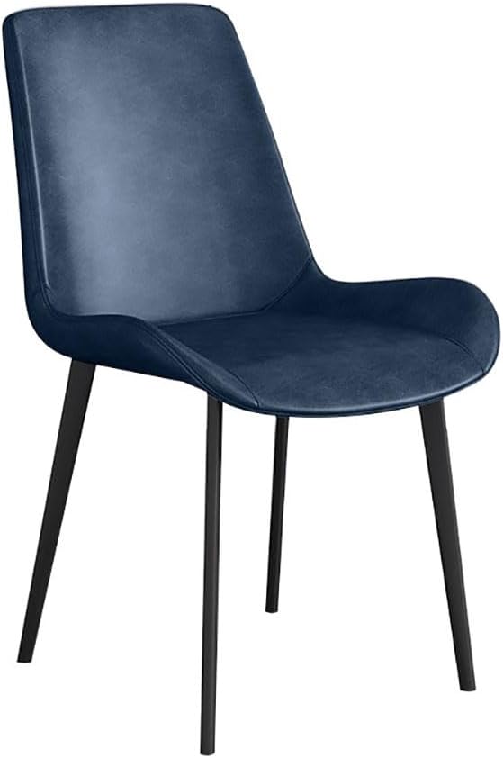 RIVINE Mid Century Dining Chair Set of 2/4/6 Indoor Kitchen Chair PU Leather Seat Carbon Steel Legs Armless Chair Vanity Chair(6 Pack, Dark Blue)
