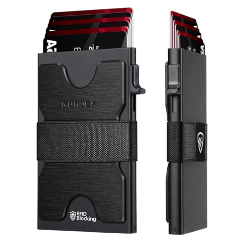 Image of Mens Card Cases, Slim Card Holder Wallet for Men and Women, Minimalist RFID Blocking Wallet with Pop-Up Function, Thin Design, Metal Card Cases Holds 6+6 Cards, Gifts for Men, Men's Accessories