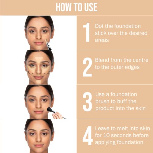 Image of NY Bae Almond Oil Infused Natural Foundation Concealer Contour Color Corrector Stick For Fair - Wheatish Skin Runway Range (Backstage Look In Warm Ivory 03)
