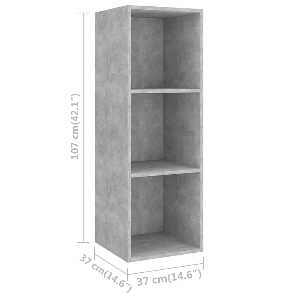 2-TLG. TV-Schrank-Set Betongrau, Holzwerkstoff, Hängend, Modernes Media-Center für Wohnzimmer, Schlafzimmer, Viel Stauraum