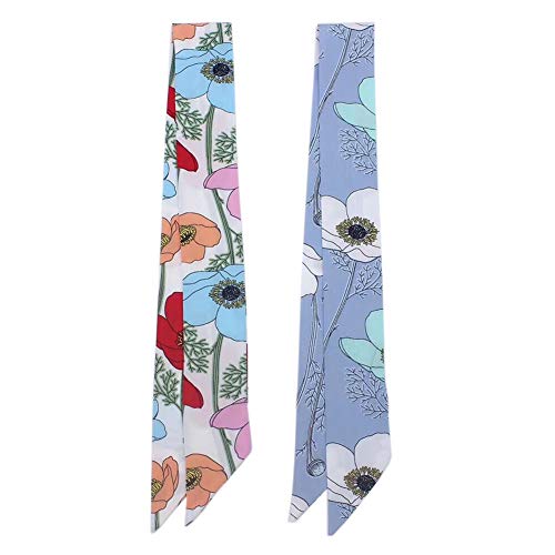 5pcs Branches and Flowers Pattern Bag Handbag Handle Ribbon Scarf Hair Head Band Neck Scarf Neckerchief Scarf Head Wrap for Women Girls Decoration4