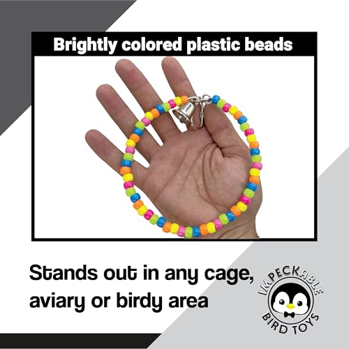 Image of 960 Ringing Rainbow Swing- Handcrafted Colorful Bird cage Toy, Smooth Rainbow Plastic Beads, Ringing Metal Bell, Fun Circle Swing Shape, Great for Small Birds Parakeets Cockatiels Budgies Lovebirds