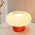 FANHAO Touch Bedside Table Lamp, Portable 4000mAh Cordless Rechargeable Mushroom Lamp for Bedroom Living Room Nightstand, 3-Color Dimmable, Moder Small Lamp for Home Decor & Gifts